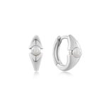 Load image into Gallery viewer, Silver Pearl Geometric Huggie Hoop Earrings
