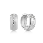 Load image into Gallery viewer, Silver Sparkle Chubby Huggie Hoop Earrings
