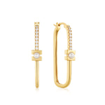 Load image into Gallery viewer, Gold Pearl Modernist Oval Hoop Earrings
