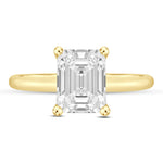 Load image into Gallery viewer, 14K Emerald Cut Hidden Halo Wedding Ring with Diamonds
