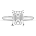 Load image into Gallery viewer, 14K Emerald Cut Hidden Halo Wedding Ring with Diamonds
