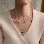 Load image into Gallery viewer, Silver Pearl Geometric Pendant Necklace
