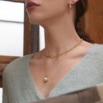 Load image into Gallery viewer, Gold Pearl Sphere Pendant Necklace
