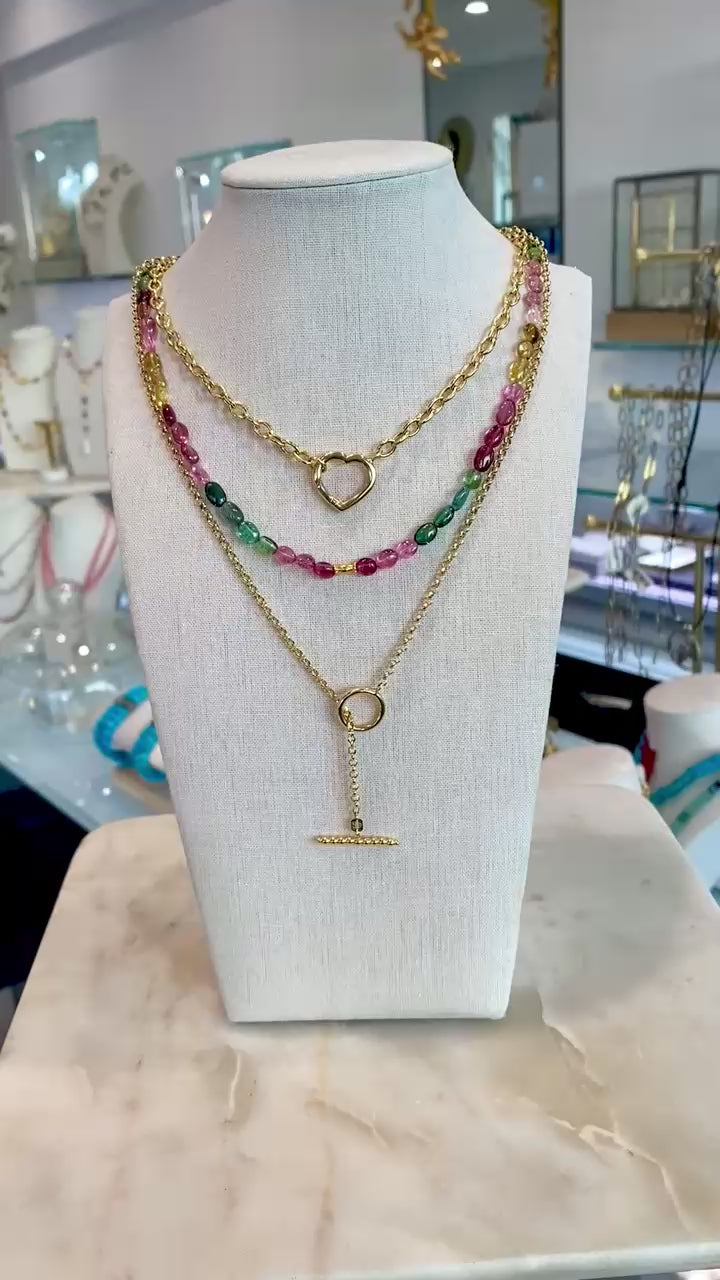 Colorful Tourmaline w/ 18kt Gold Bead Necklace