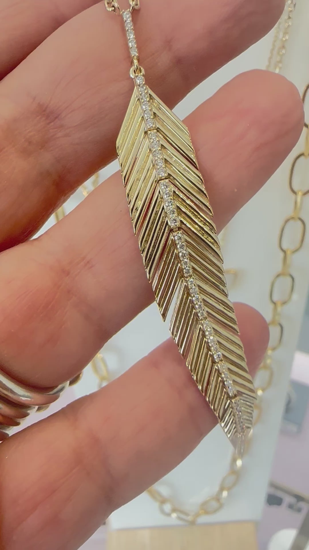 Diamond Feather Necklace