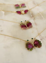 Load and play video in Gallery viewer, Watermelon Tourmaline Butterfly Necklace
