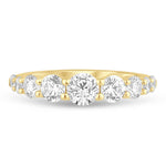 Load image into Gallery viewer, 14K Shared Prong Graduate Wedding Band with Diamonds
