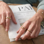 Load image into Gallery viewer, Gold Pearl Sparkle Interlock Ring
