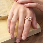 Load image into Gallery viewer, Gold Pearl Sparkle Wrap Ring

