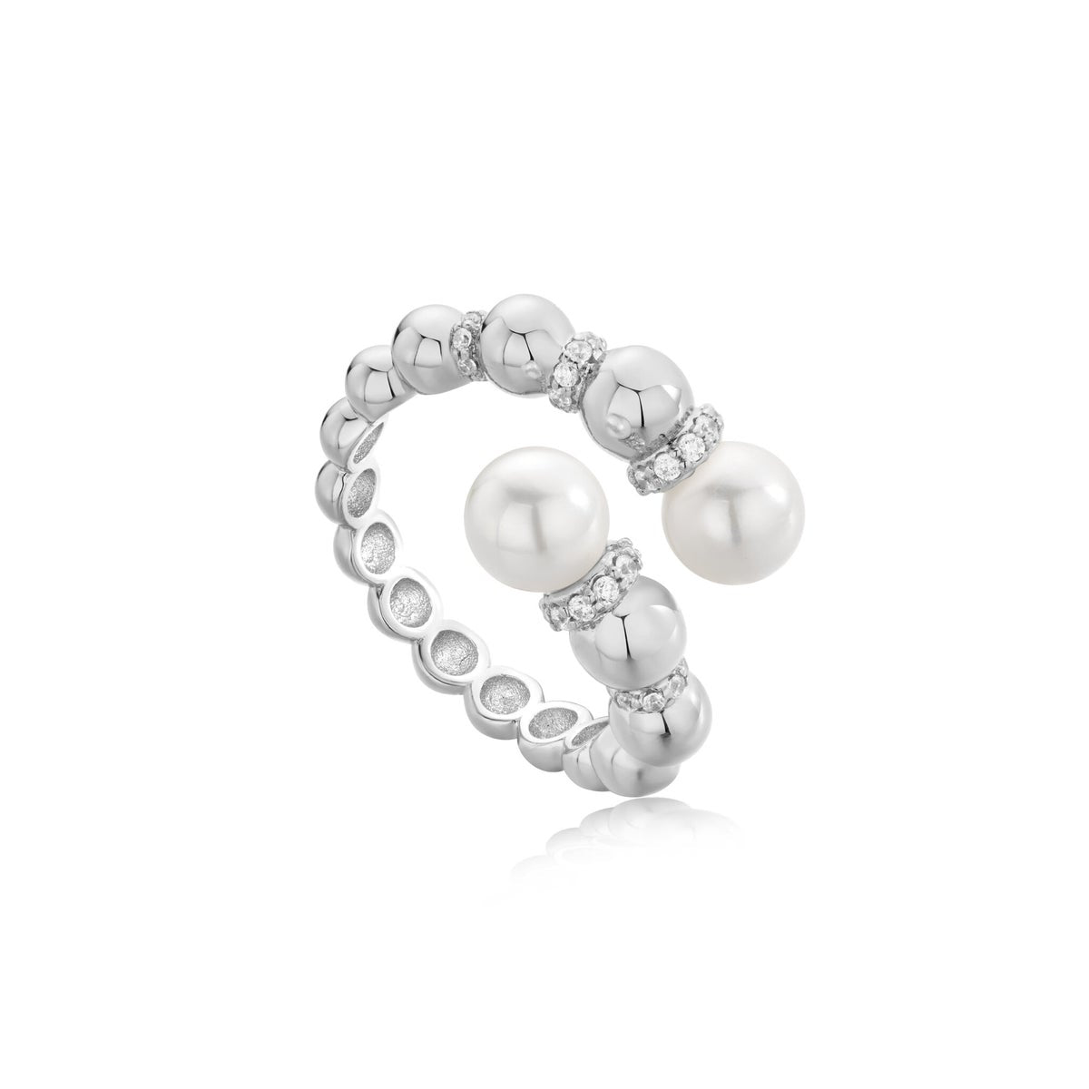 Silver Pearl Sparkle Wrap Ring