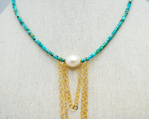 Turquoise & Pearl Necklace - His & Hers Set