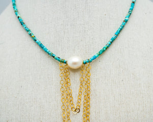 Turquoise & Pearl Necklace - Hers