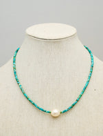 Load image into Gallery viewer, Turquoise &amp; Pearl Necklace - His
