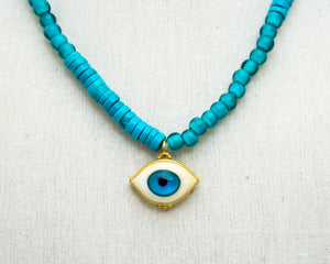 Glass Eye Necklace - Blue Turquoise