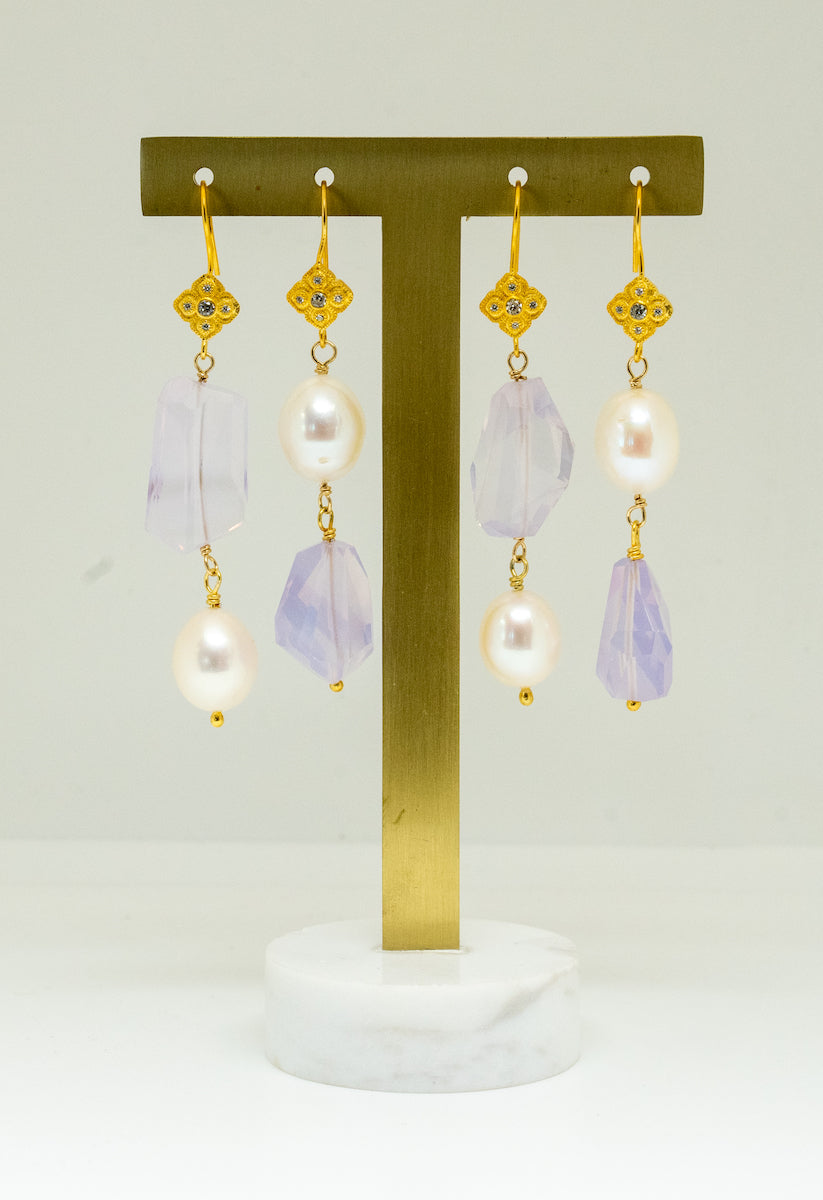 Lavender Amethyst & Freshwater Pearl Earrings