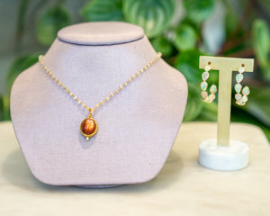 Sunstone Pendant and Opal Necklace