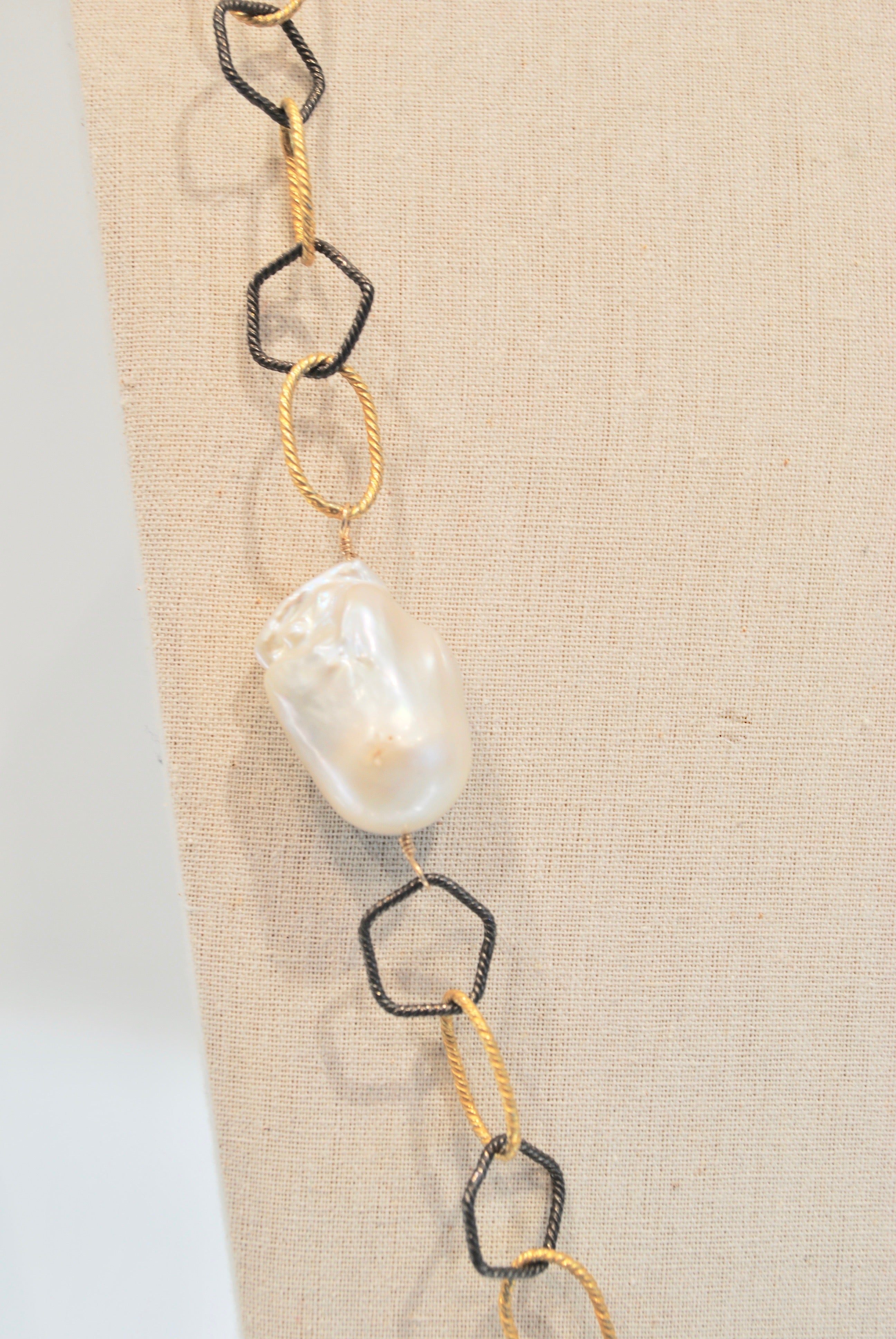 Two-Tone Chain with Baroque Pearls