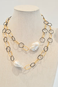 Two-Tone Chain with Baroque Pearls