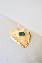 Load image into Gallery viewer, 14K Heart Emerald &amp; Diamond Charm

