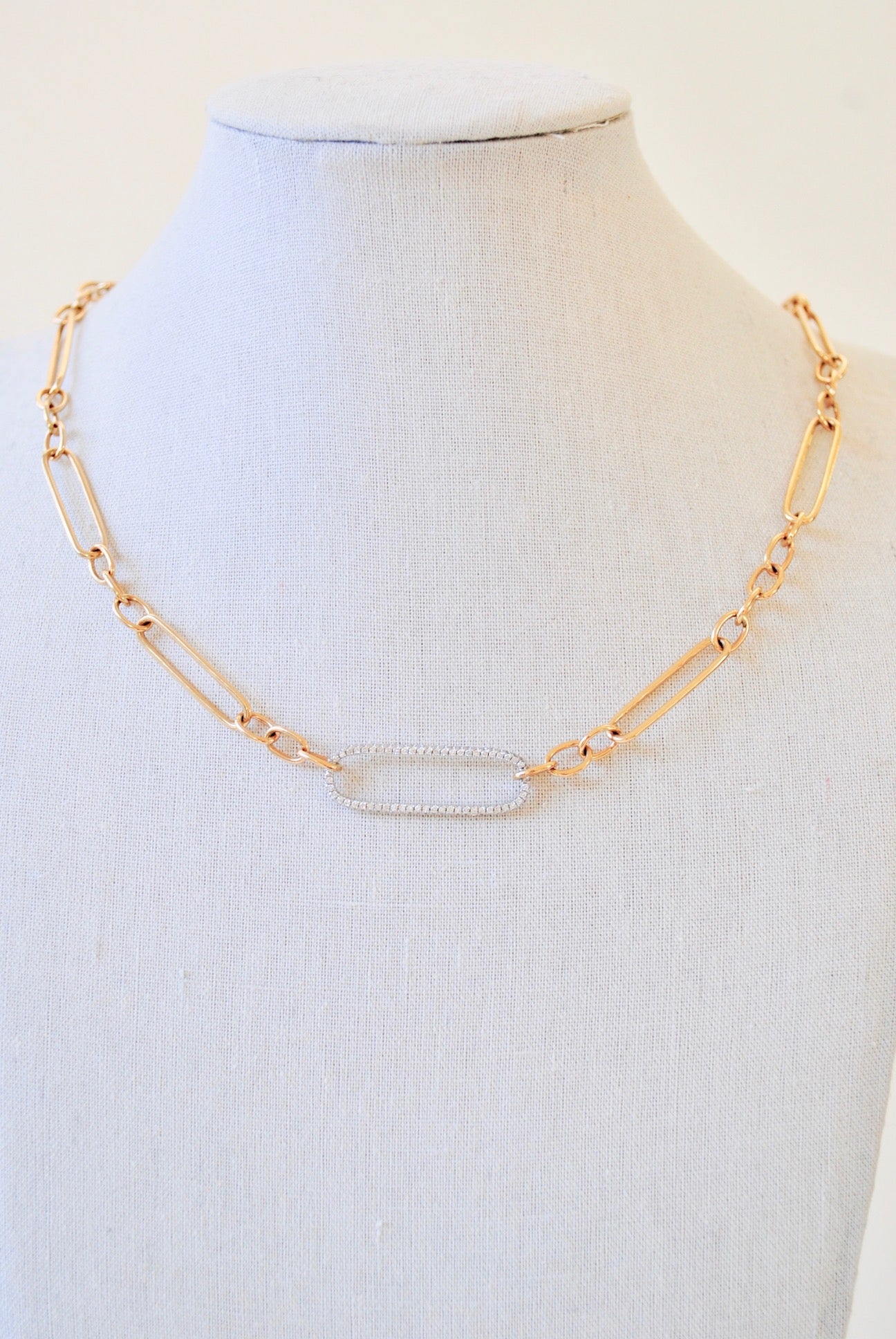 14K and Diamond Paperclip Chain Necklace