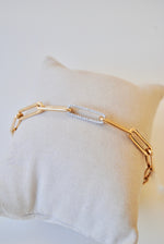 Load image into Gallery viewer, 14K &amp; Diamond Paper Clip Bracelet Semi Solid Chain

