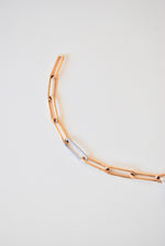Load image into Gallery viewer, 14K &amp; Diamond Paper Clip Bracelet Semi Solid Chain
