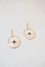 Load image into Gallery viewer, 14K Diamond Earrings with Mother of Pearl and Blue Sapphire

