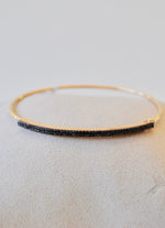 Load image into Gallery viewer, 14K &amp; Black Diamond Oval Bangle Bracelet
