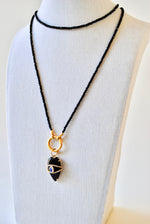 Load image into Gallery viewer, 14K Carved Onyx &amp; Moonstone Heart JOY Charm
