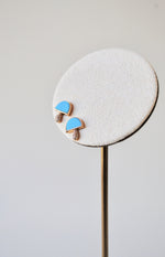 Load image into Gallery viewer, 14K Gold and Diamond Turquoise Mushroom Earrings
