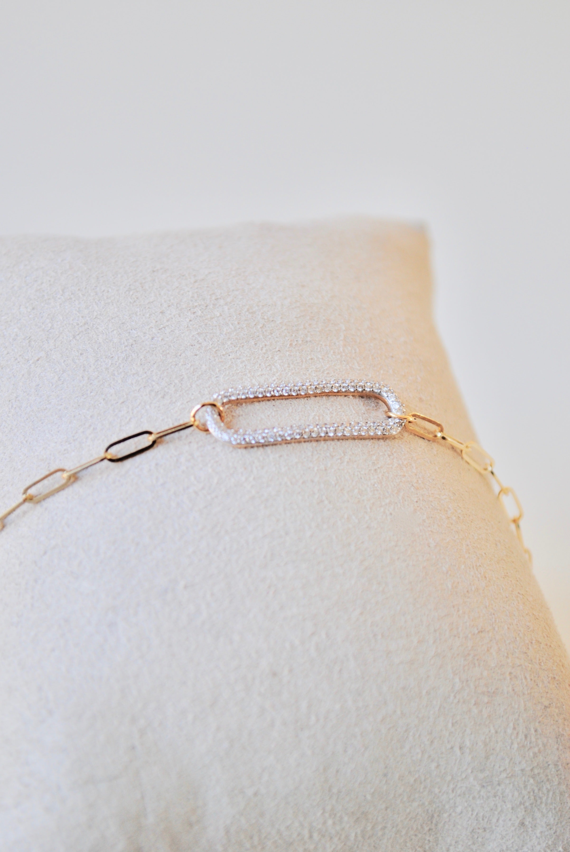 14K & Diamond Paper Clip Bracelet