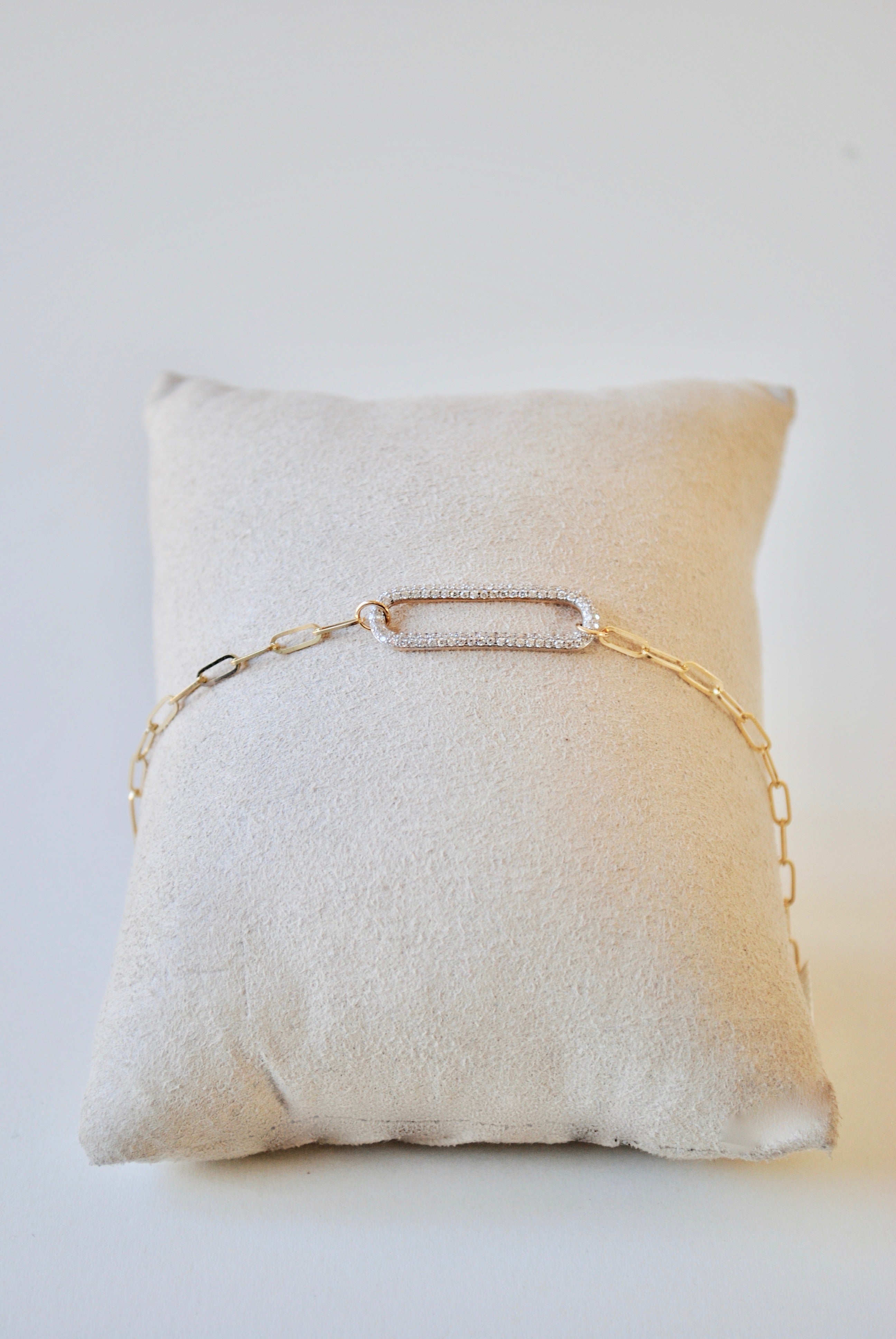 14K & Diamond Paper Clip Bracelet