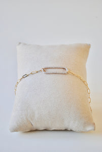 14K & Diamond Paper Clip Bracelet