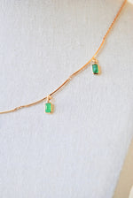 Load image into Gallery viewer, 14K YG Five Dangle Bar Emerald Necklace

