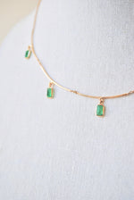 Load image into Gallery viewer, 14K YG Five Dangle Bar Emerald Necklace
