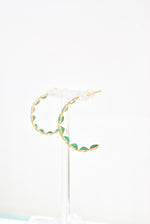Load image into Gallery viewer, Emerald Hoop Earrings
