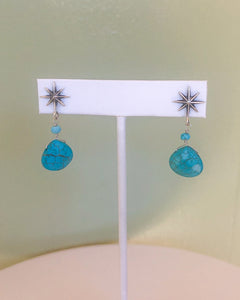 Blue Turquoise Starburst Earrings