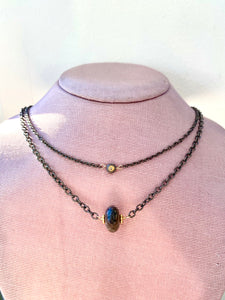 Labradorite Necklace with Diamond