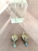 Load image into Gallery viewer, Fish Earrings w/ Aquamarine
