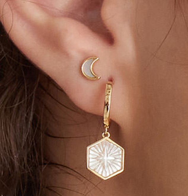 Moon Gold Stud Earrings