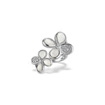 Load image into Gallery viewer, Double Flower Ring with Mother of Pearl and Diamonds
