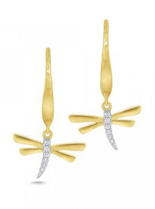 14k Diamond Dragonfly Earrings