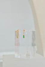 Load image into Gallery viewer, Emerald Chain Drop Earrings
