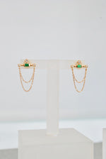 Load image into Gallery viewer, Emerald Bar Chain Earrings

