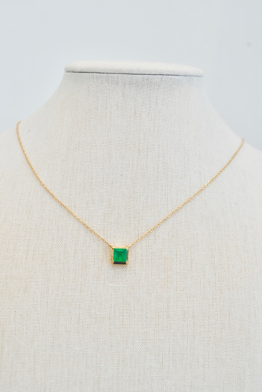 Sterling Silver Small Square Emerald Pendant – Iriniri Designs