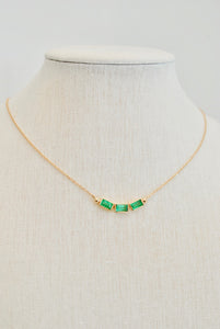Emerald Baguette Trio Necklace
