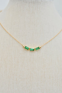 Emerald Baguette Trio Necklace