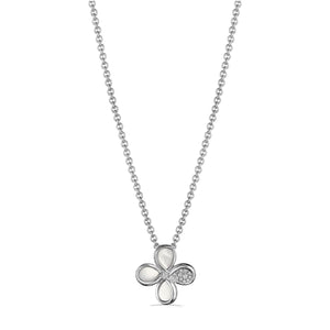 Flower Pendant Necklace with Mother of Pearl and Diamonds