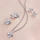 Flower Pendant Necklace with Mother of Pearl and Diamonds