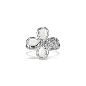 Flower Ring with Mother of Pearl and Diamonds